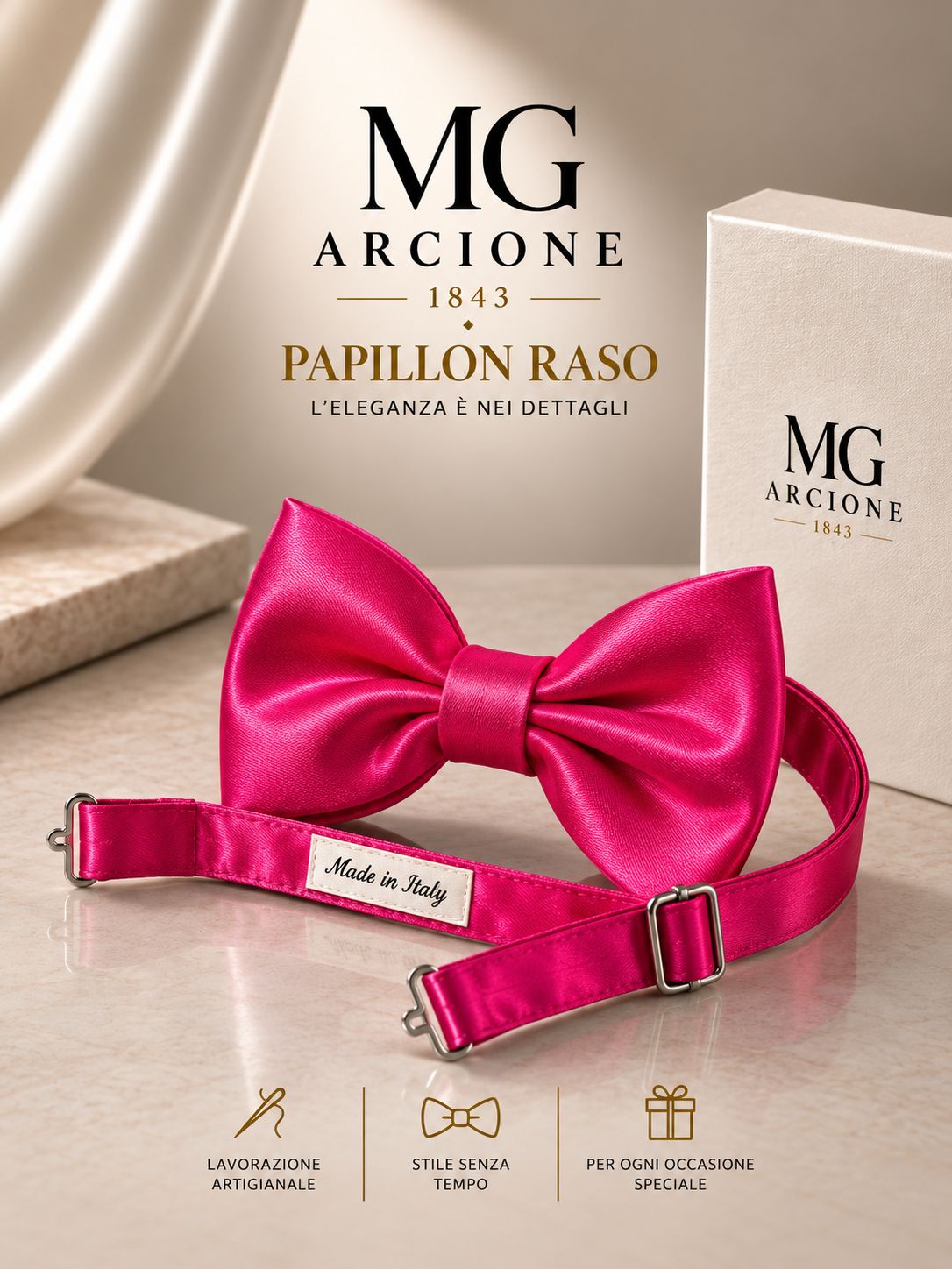 Papillon Raso Lucido Fucsia