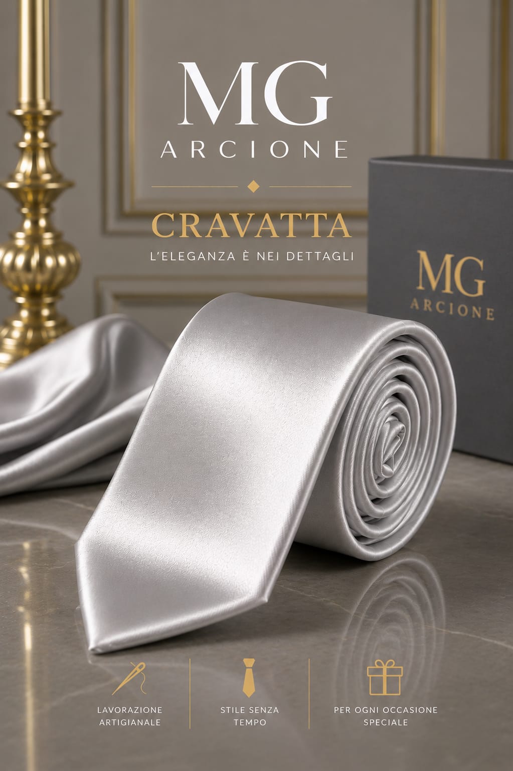 Cravatta Raso Lucido Grigio