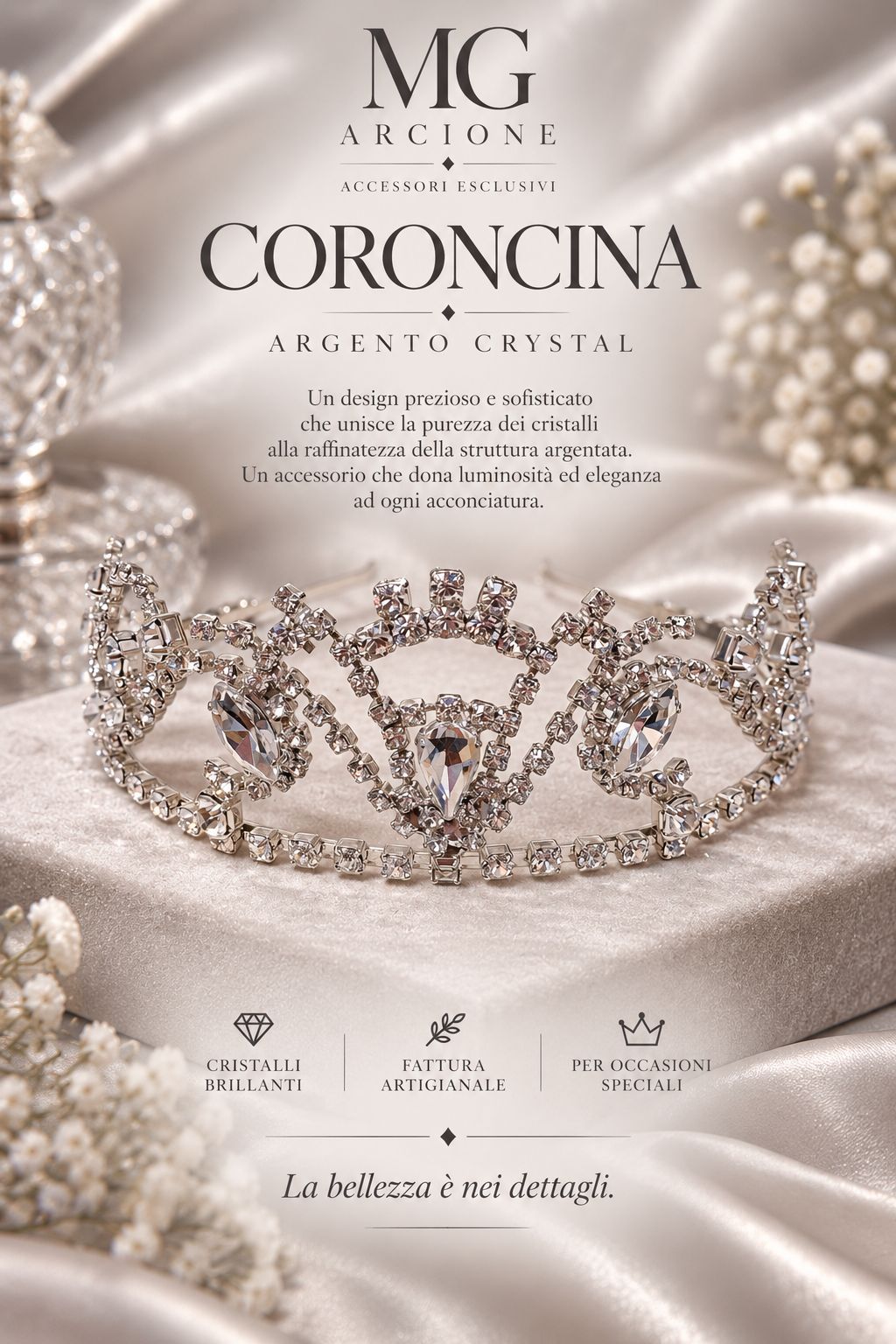 Coroncina Argento Crystal Seraphine