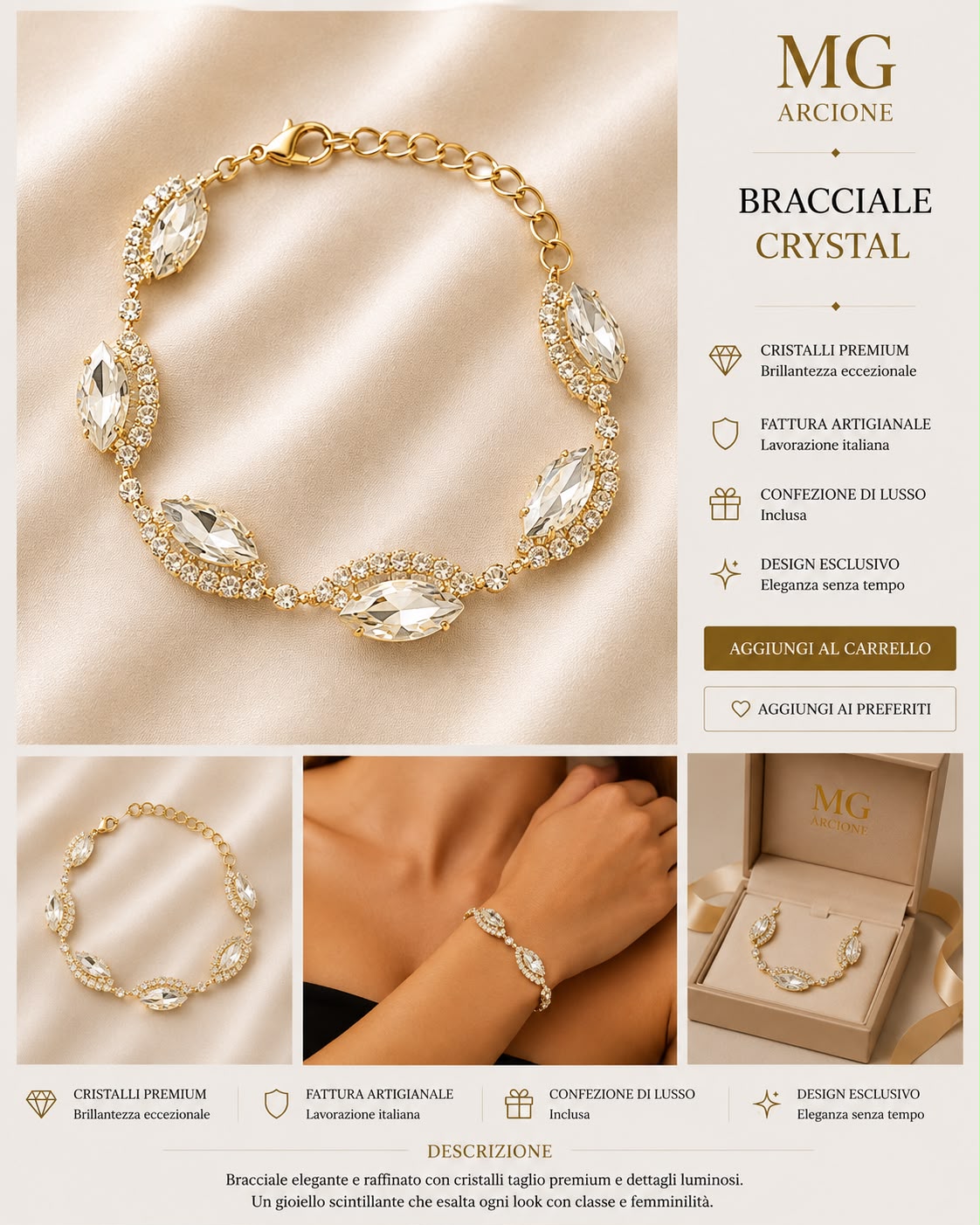 Bracciale Ravello Oro e Crystal