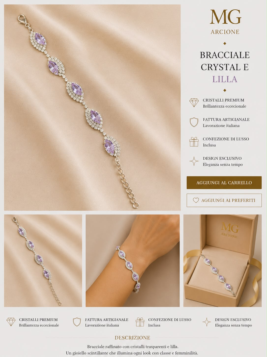 Bracciale Ravello Crystal e Lilla