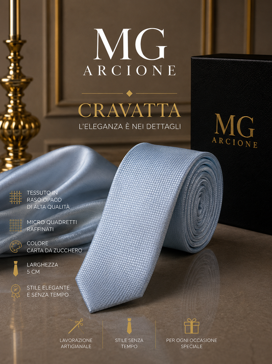Cravatta 5cm Raso Quadrettini Carta Da Zucchero
