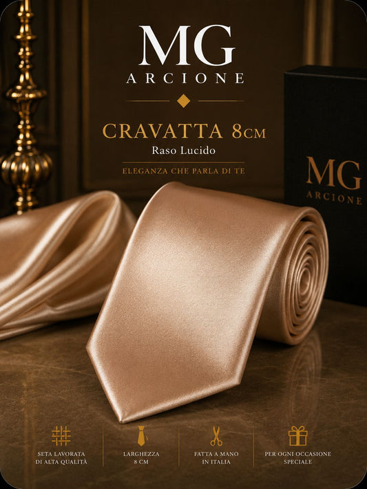 Cravatta 8cm Raso Lucido Oro Bronzo