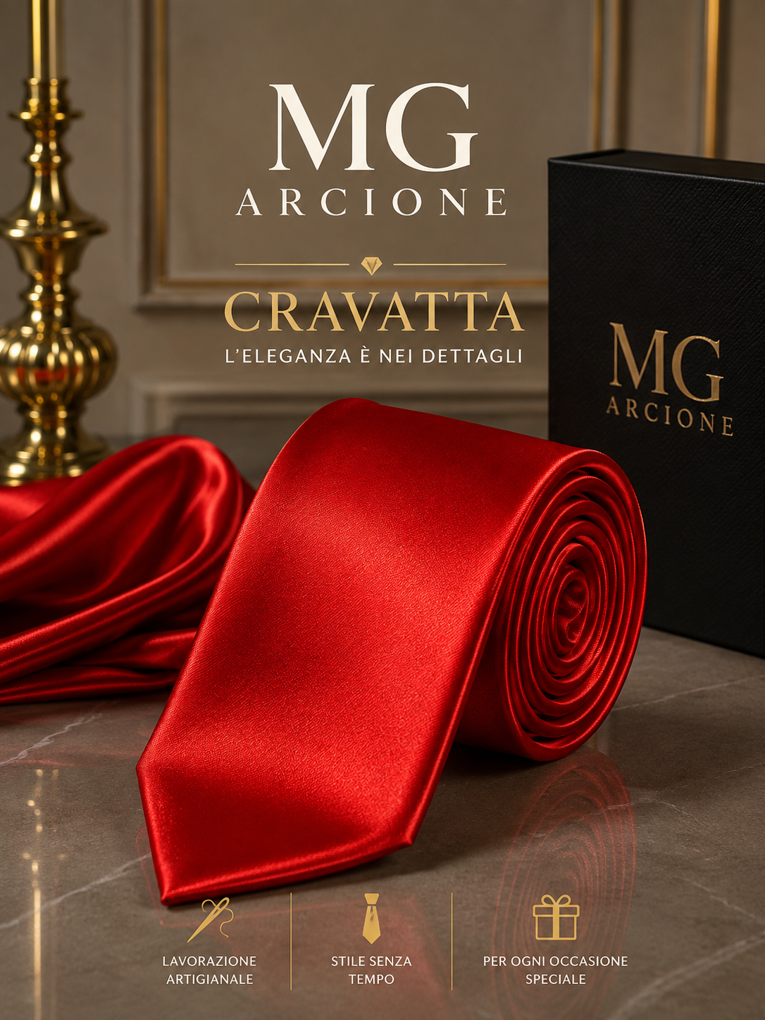 Cravatta Raso Lucido Rosso 8cm