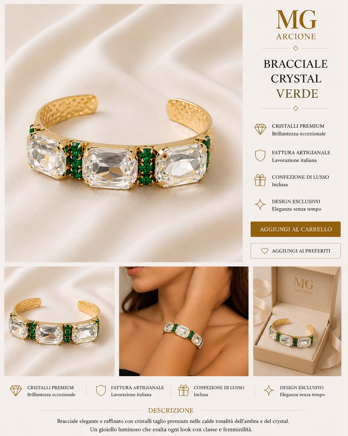 Bracciale Ischia Crystal e Verde Scuro