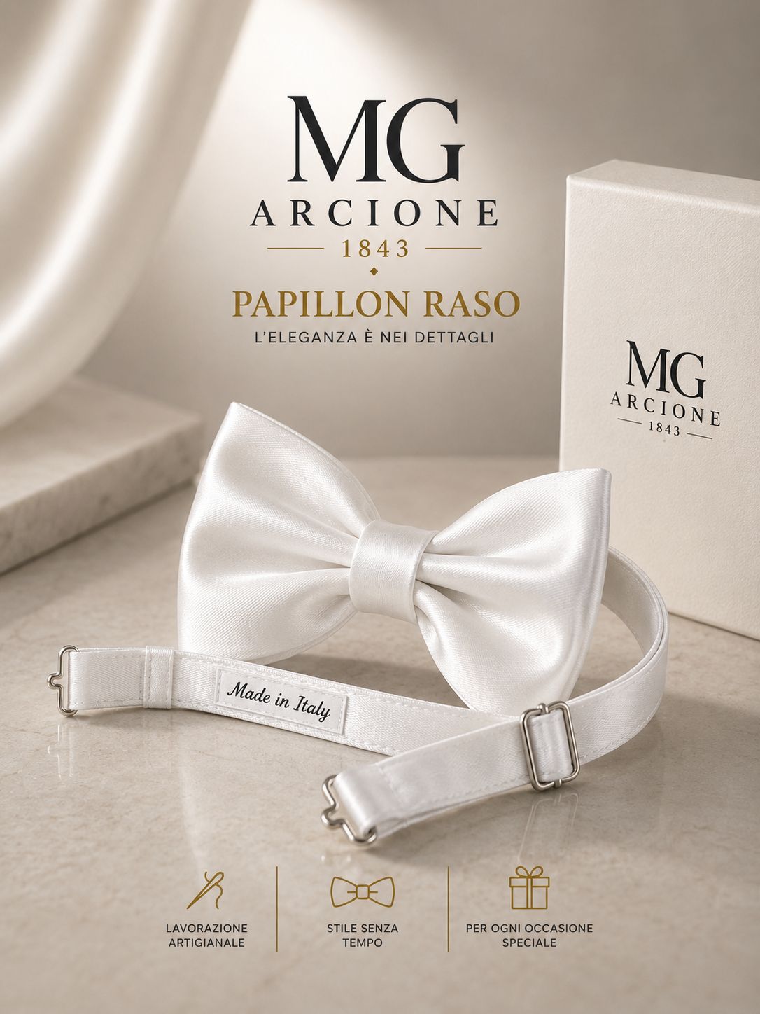 Papillon Raso Bianco Puro