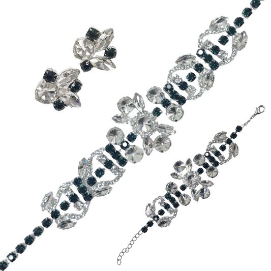 Completo Bracciale Orecchini Collier Malta Crystal e Blu Notte