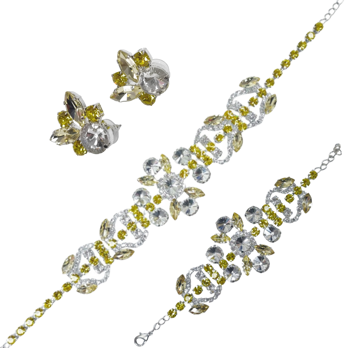 Completo Bracciale Orecchini Collier Malta Crystal e Giallo