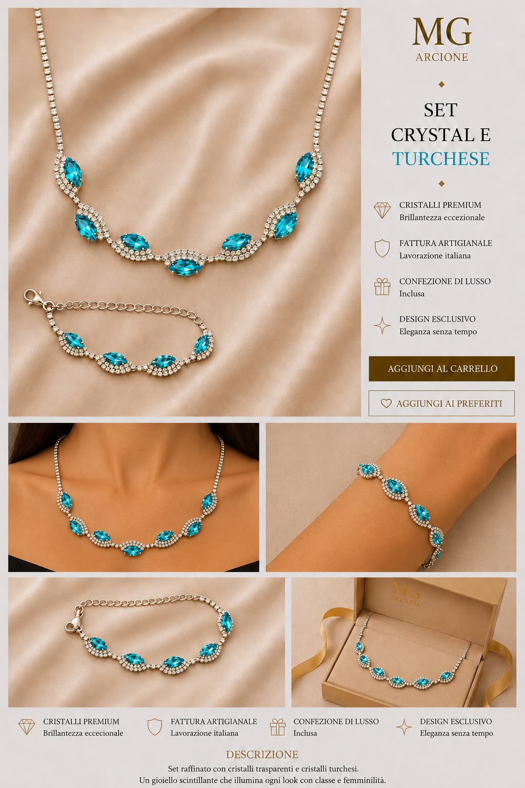 Collier e Bracciale Ravello Crystal e Turchese