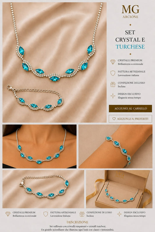 Collier e Bracciale Ravello Crystal e Turchese