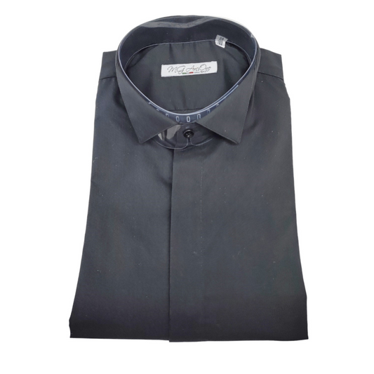 Camicia Cotone Collo Diplomatico Sartoriale Nera