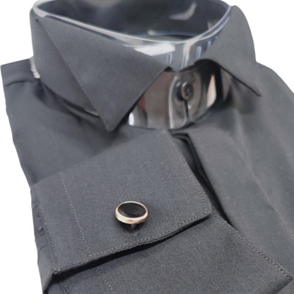 Camicia Cotone Collo Diplomatico Sartoriale Nera