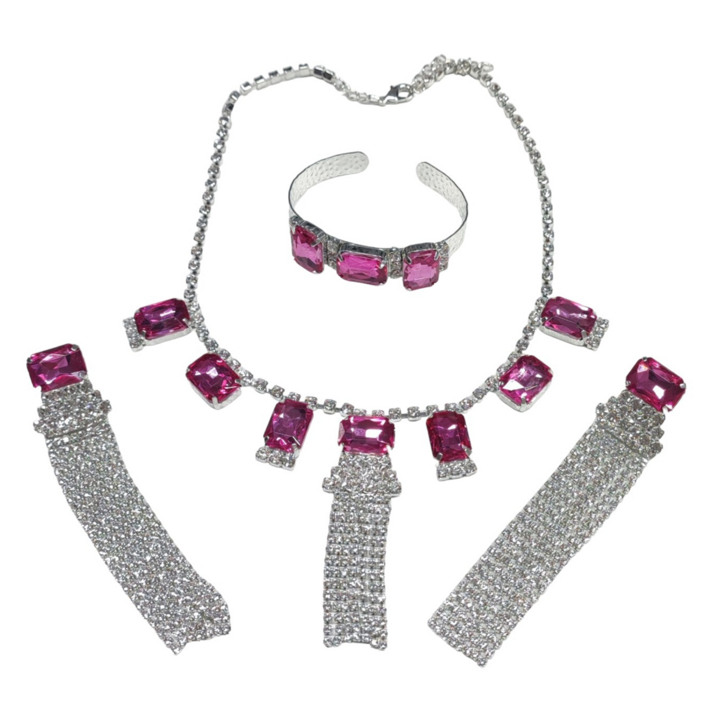 Completo Bracciale Orecchini e Collier Ischia Fuxia