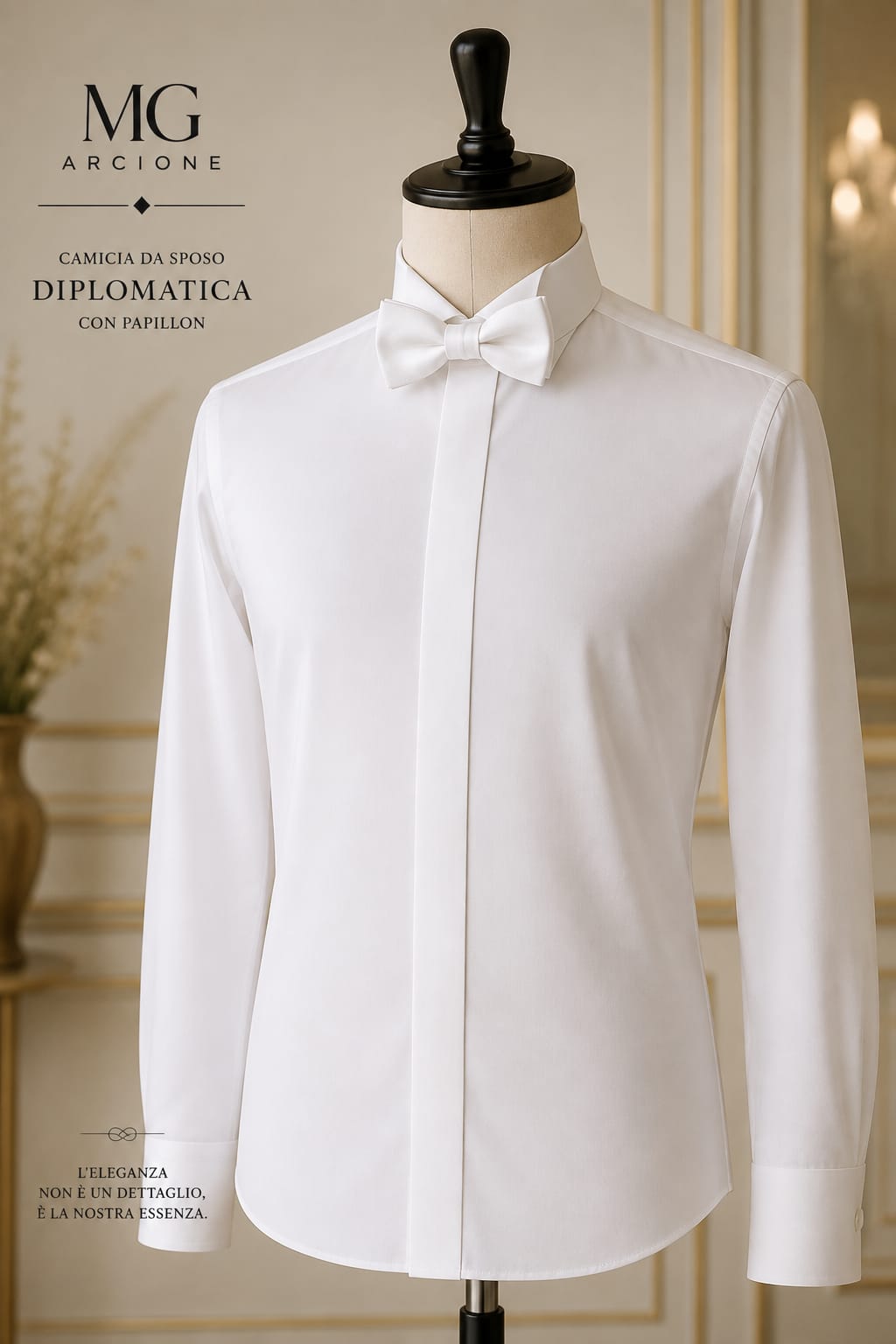 Camicia cotone collo diplomatico sartoriale bianca