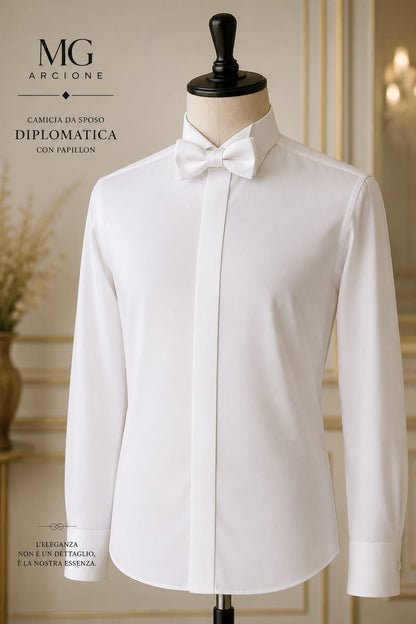 Camicia cotone collo diplomatico sartoriale bianca