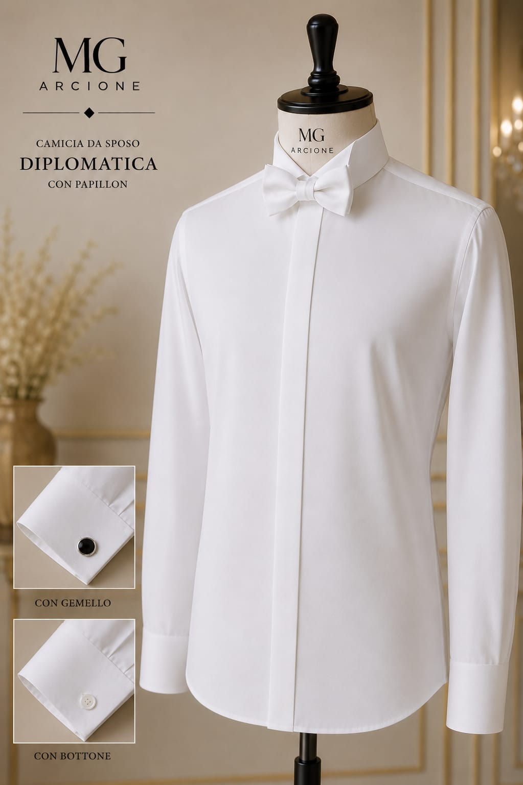 Camicia cotone collo diplomatico sartoriale bianca
