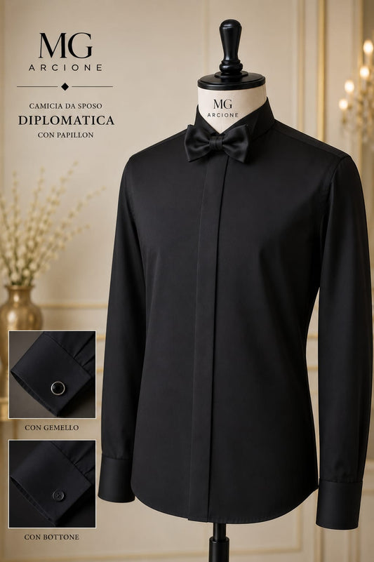 Camicia Cotone Sartoriale Nera