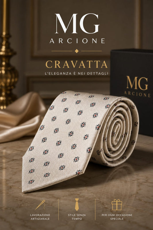 Cravatta Fantasia Bianca con Soli 8cm