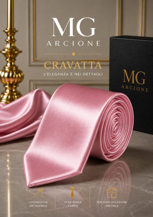 Cravatta Raso Lucido Rosa 5cm