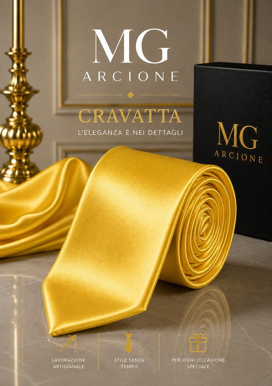 Cravatta Raso Lucido Giallo Ocra 8cm