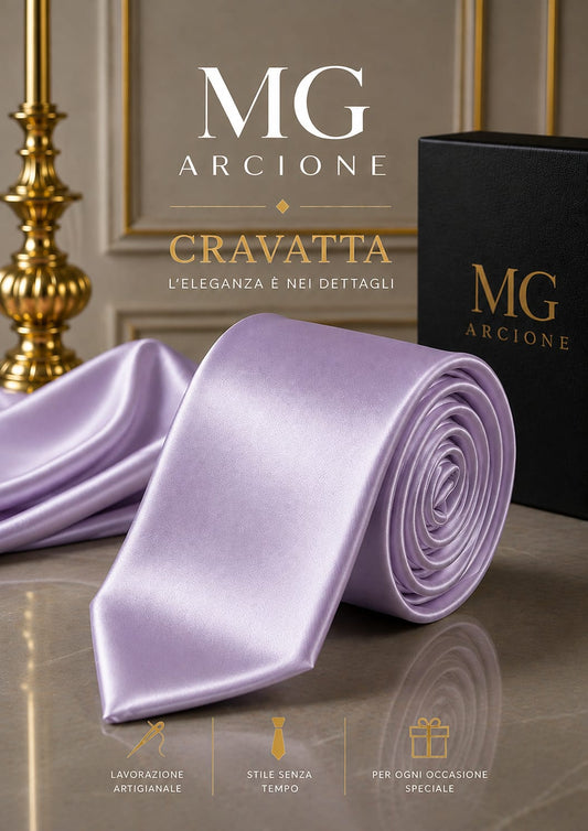 Cravatta Raso Lucido Lilla 8cm