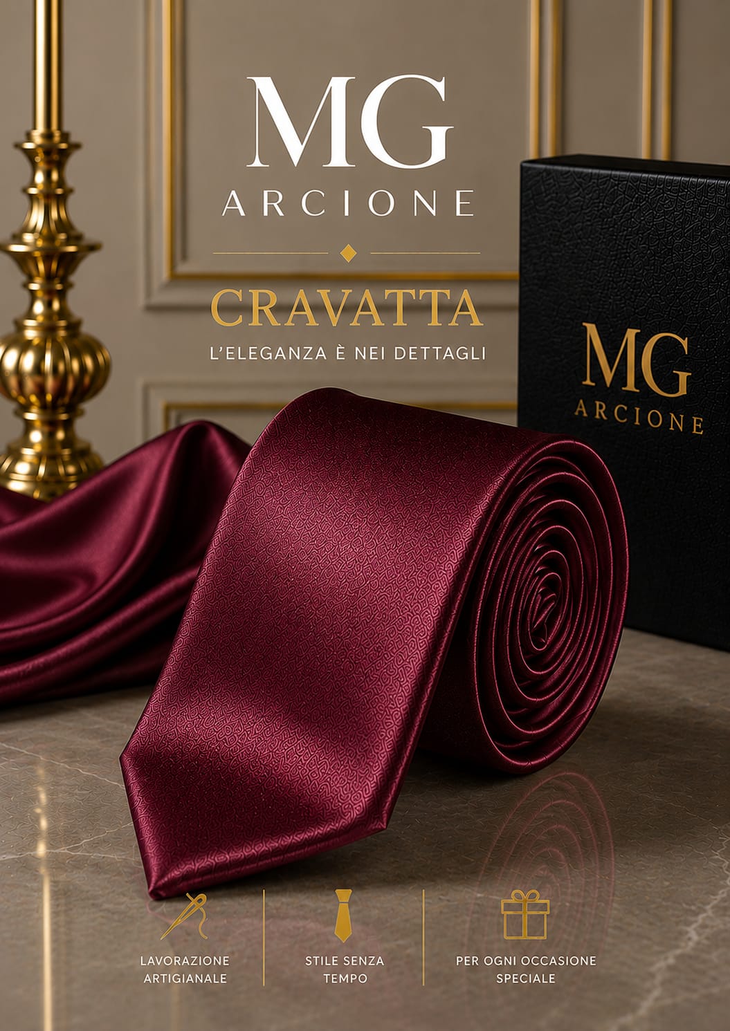 Cravatta Raso Opaco Bordeaux 8cm