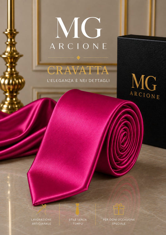 Cravatta Raso Lucido Fucsia 8cm