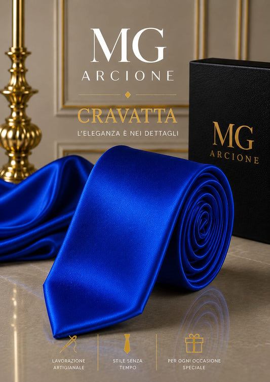 Cravatta Raso Lucido Blu Elettrico 5cm