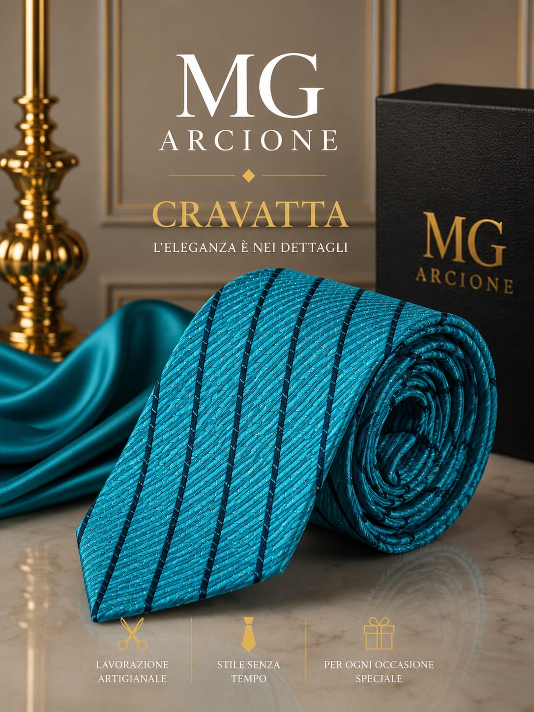Cravatta Fantasia Blu con Strisce Nere 8cm