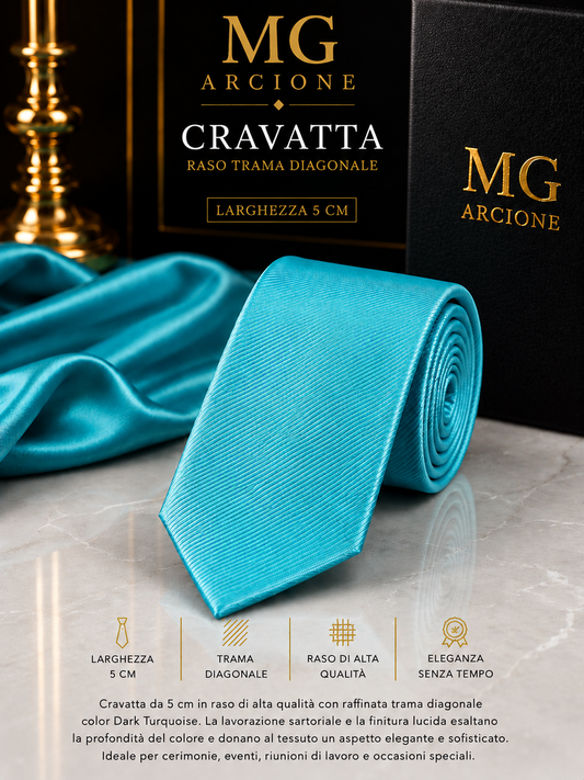 Cravatta 5cm Raso Trama Diagonale Verde Acqua