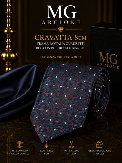Cravatta8cm Raso Fantasia Blu